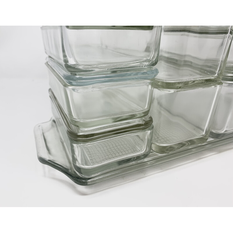 Set of vintage Bahaus glass containers by Wilhelm Wagenfeld, Germany 1930s