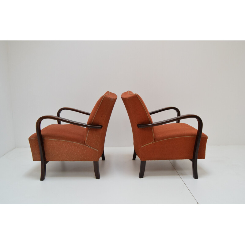 Pair of vintage Art Deco armchairs by Halabala, Czechoslovakia 1930s