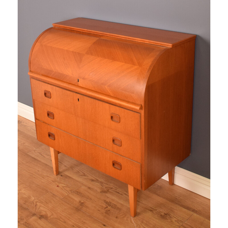 Vintage danish teak  swedish rolltop cylinder desk by Egon Ostergaard, circa 1960s