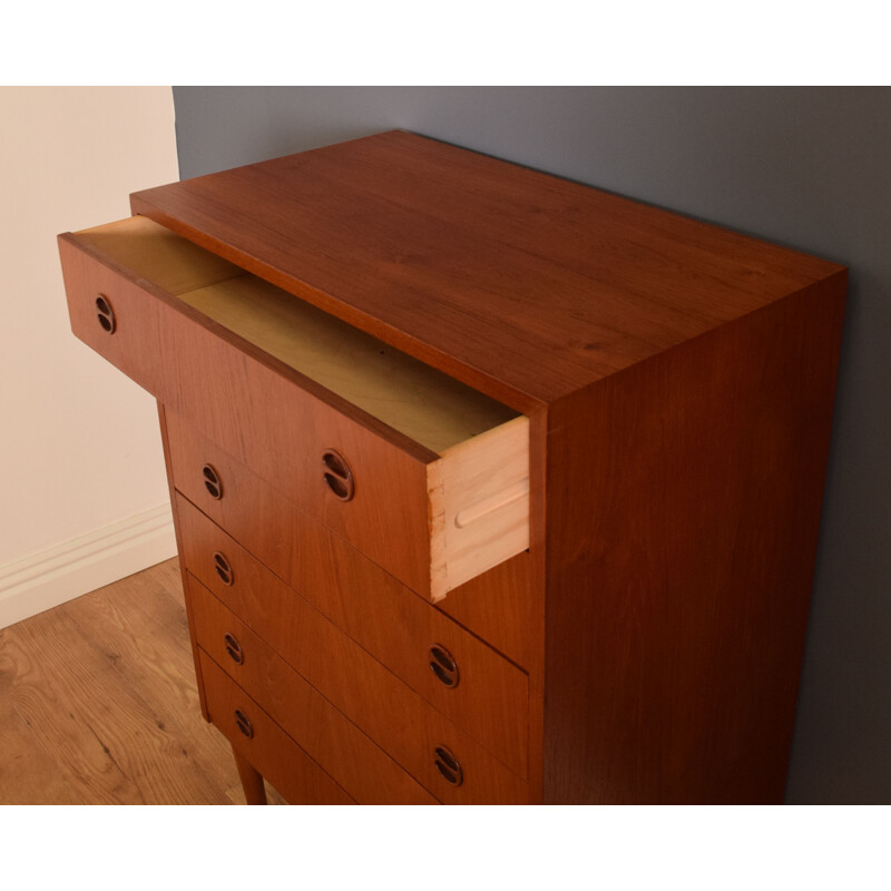 Mid century tall danish teak chest of drawers, Denmark 1960s 