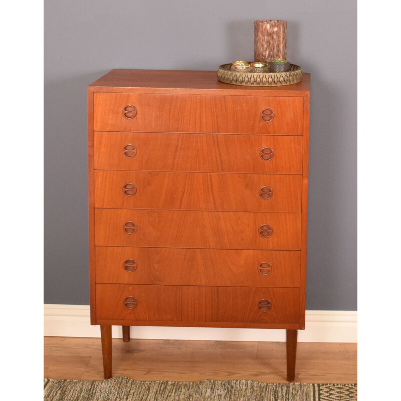 Mid century tall danish teak chest of drawers, Denmark 1960s 