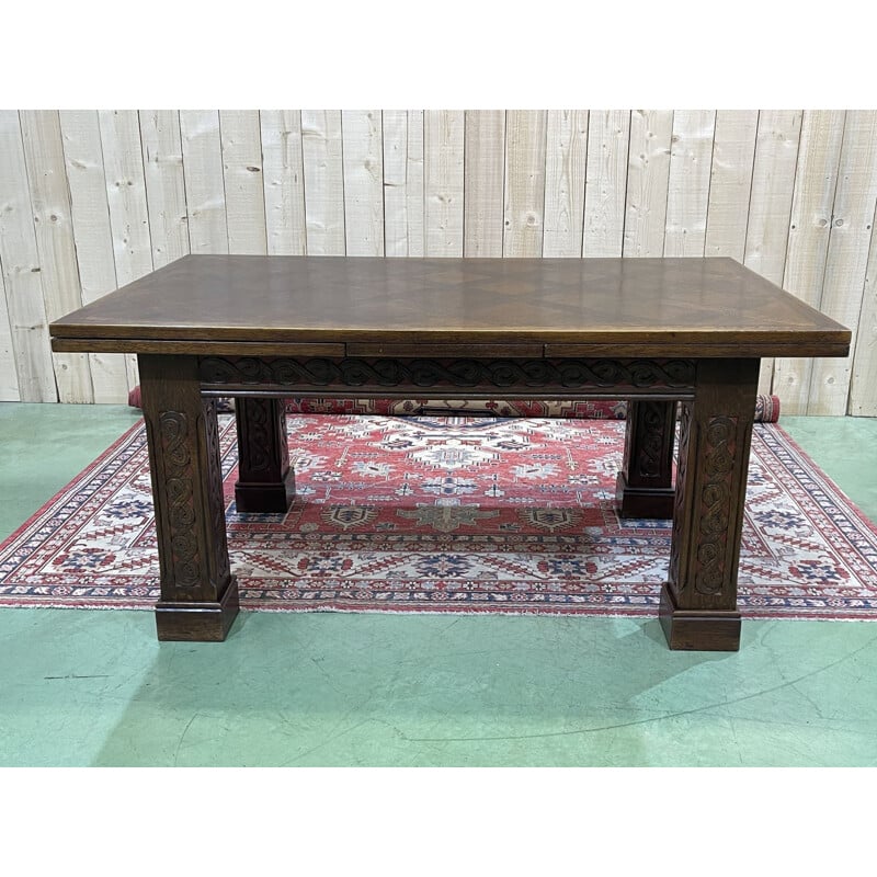 Dining table with extensions by Joseph Savina, 1950s