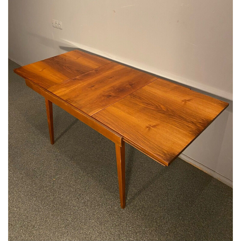 Vintage Tatra Czec walnut veneer extension table, 1960