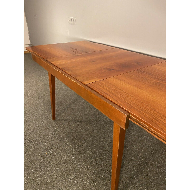 Vintage Tatra Czec walnut veneer extension table, 1960