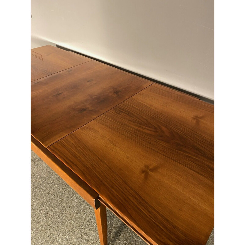 Vintage Tatra Czec walnut veneer extension table, 1960