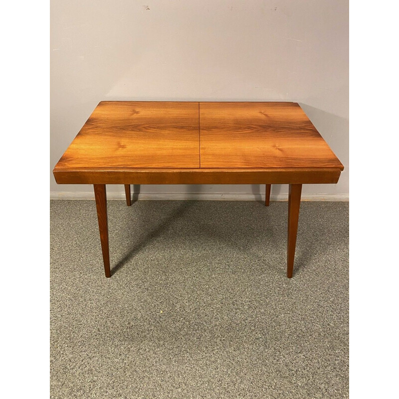 Vintage Tatra Czec walnut veneer extension table, 1960