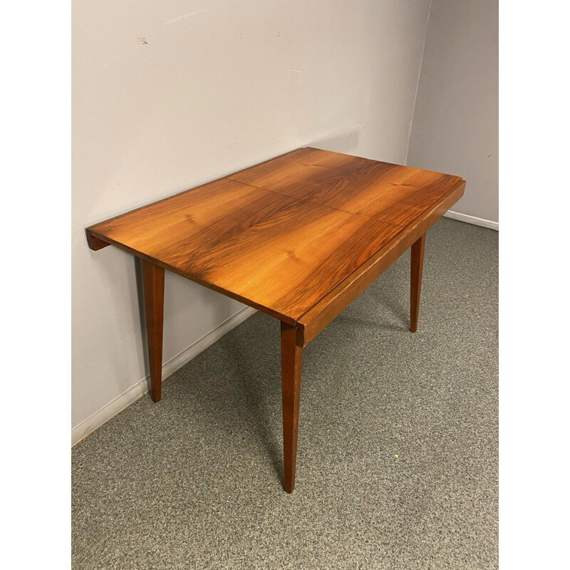 Vintage Tatra Czec walnut veneer extension table, 1960