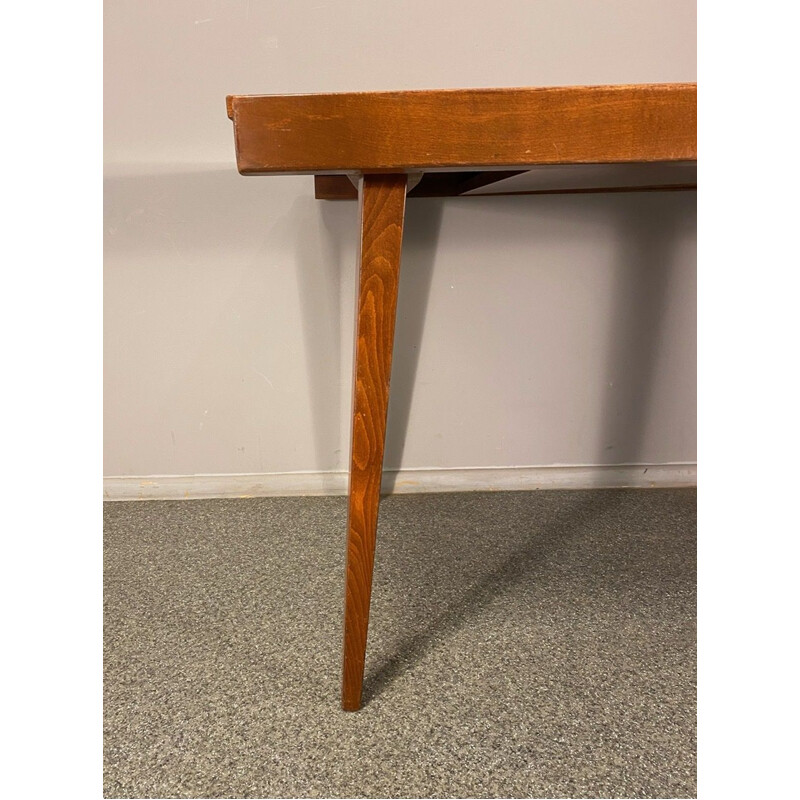 Vintage Tatra Czec walnut veneer extension table, 1960