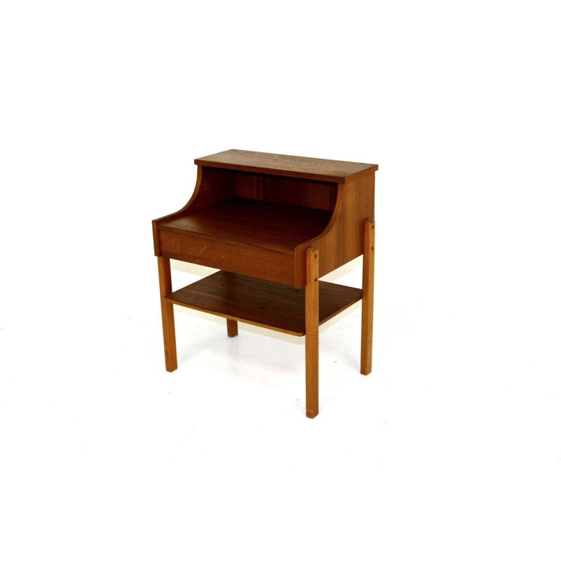 Vintage teak and beech bedside table, Sweden 1960