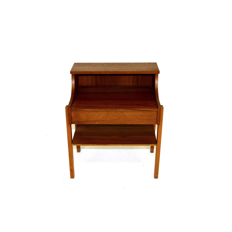 Vintage teak and beech bedside table, Sweden 1960