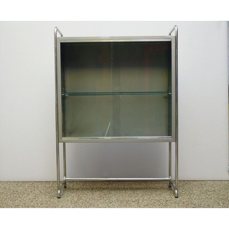 Vintage industrial display case in metal and aluminum, Italy 1960