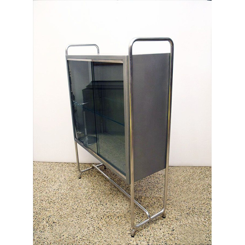 Vintage industrial display case in metal and aluminum, Italy 1960