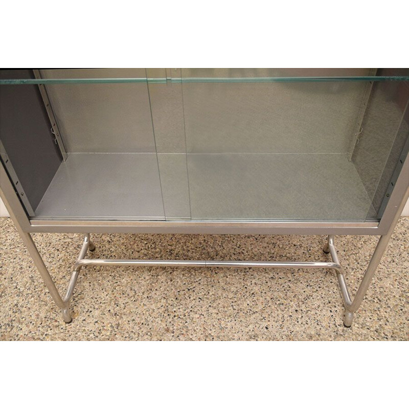 Vintage industrial display case in metal and aluminum, Italy 1960
