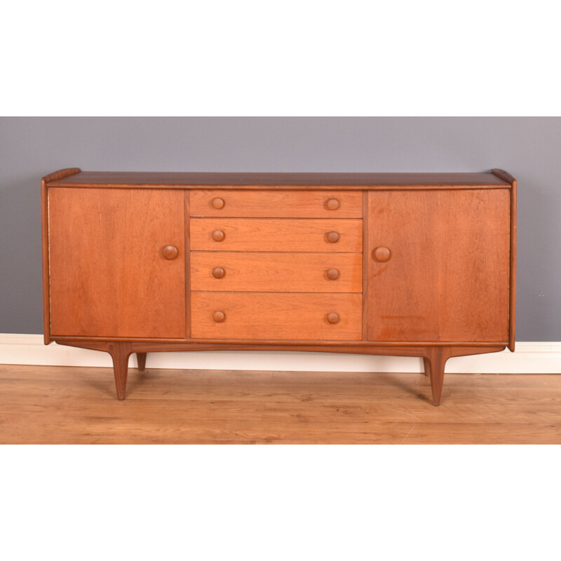 Credenza lunga vintage in afromosia e teak per A.Younger, 1960