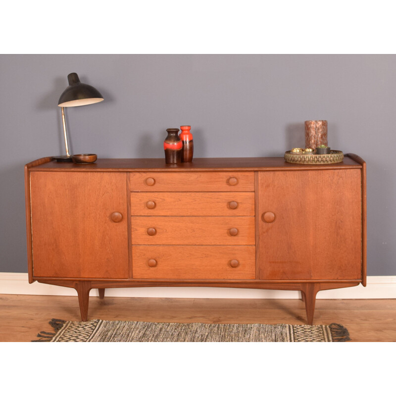 Credenza lunga vintage in afromosia e teak per A.Younger, 1960