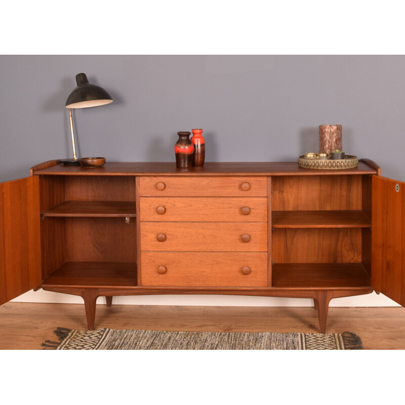 Credenza lunga vintage in afromosia e teak per A.Younger, 1960