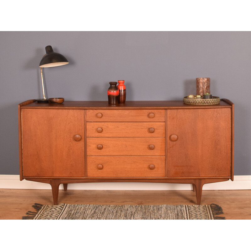 Credenza lunga vintage in afromosia e teak per A.Younger, 1960