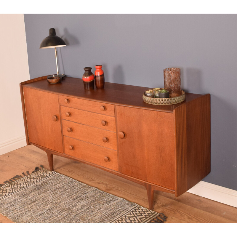 Credenza lunga vintage in afromosia e teak per A.Younger, 1960