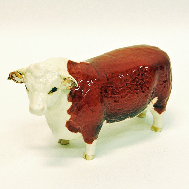 Vintage ceramic Hereford bull by Arthur Gredington for Beswick, England 1950s