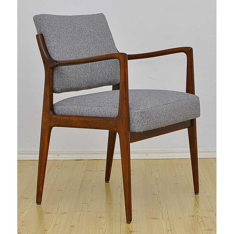 Vintage scandinavian desk chair with gray upholstery, 1960s