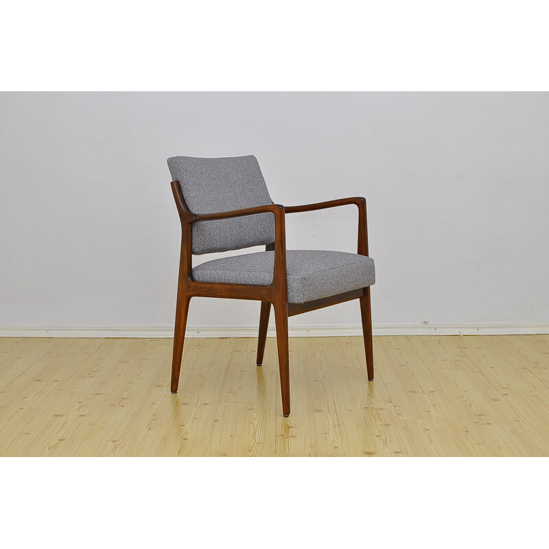 Vintage scandinavian desk chair with gray upholstery, 1960s
