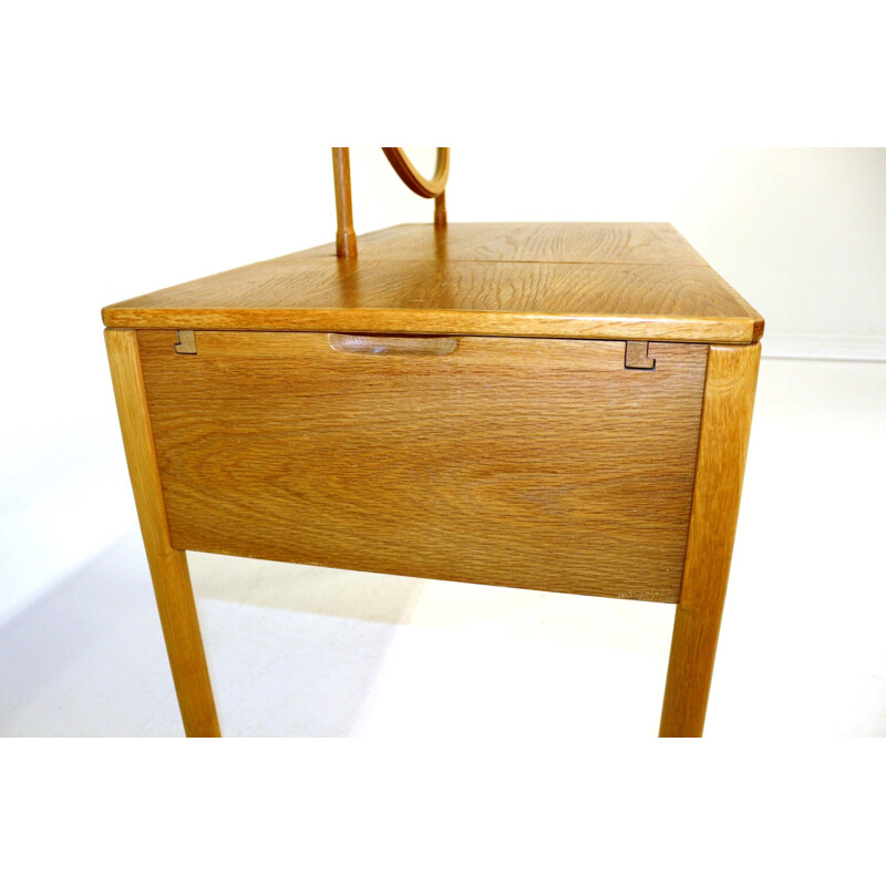 Vintage oak dressing table with swivel mirror, Sweden 1960s