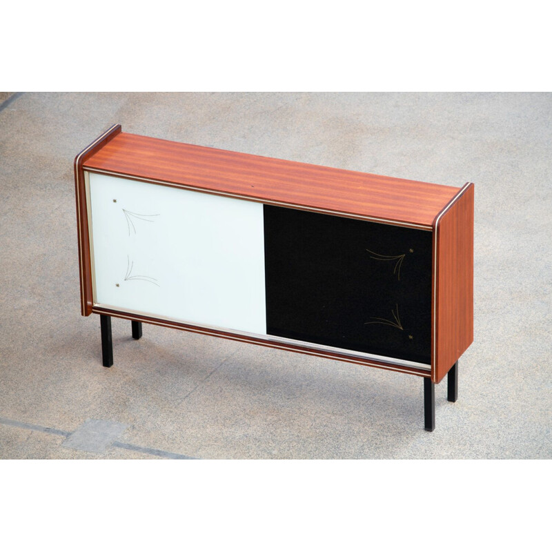 Enfilade scandinave vintage en teck et verre, 1960