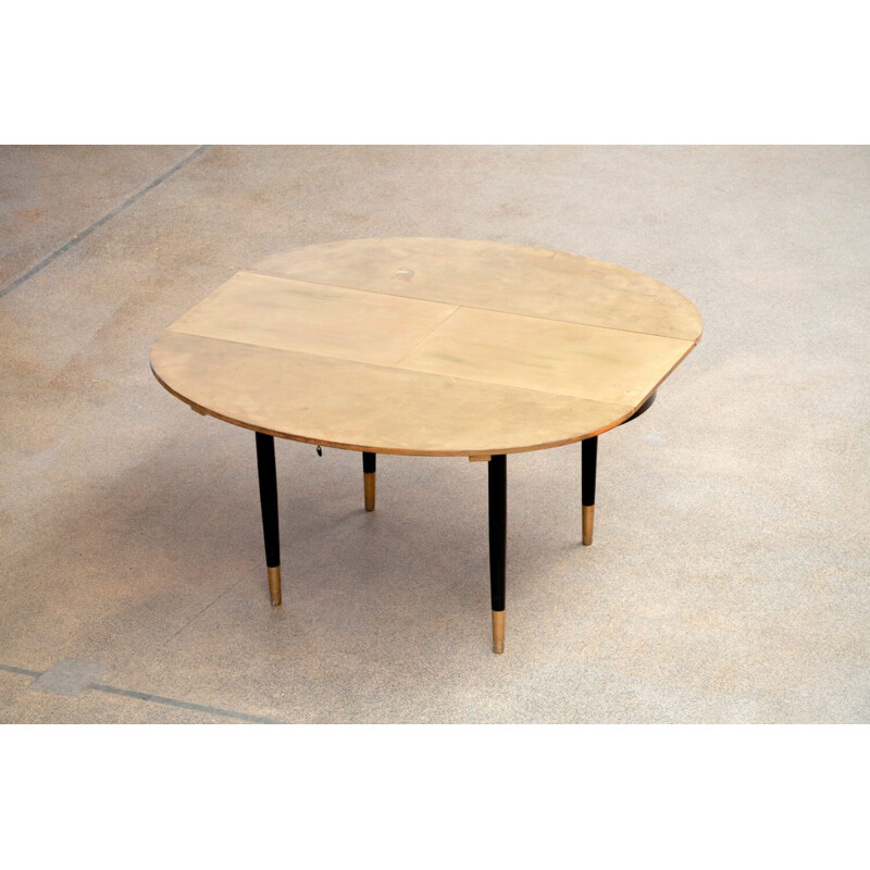 Ensemble Table et 4 chaises scandinave vintage  Noir et or, 1960