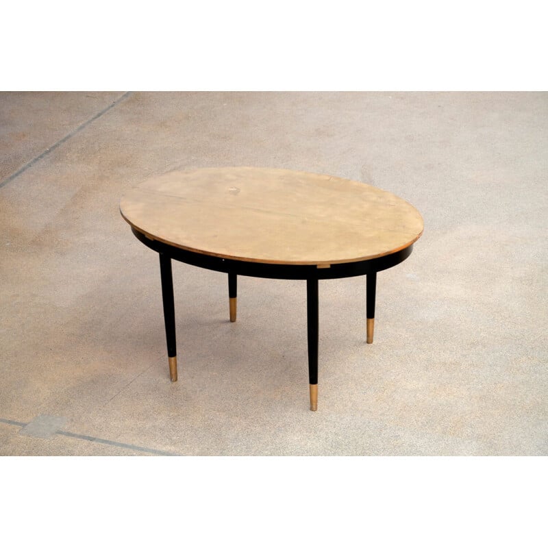Ensemble Table et 4 chaises scandinave vintage  Noir et or, 1960