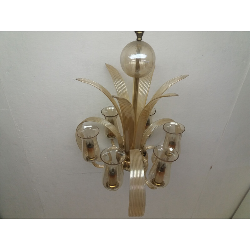 Candelabro de vidro Vintage Ardeco, Checoslováquia 1930