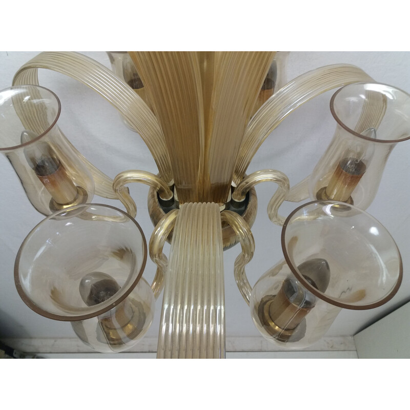 Vintage glass chandelier Ardeco, Czechoslovakia 1930