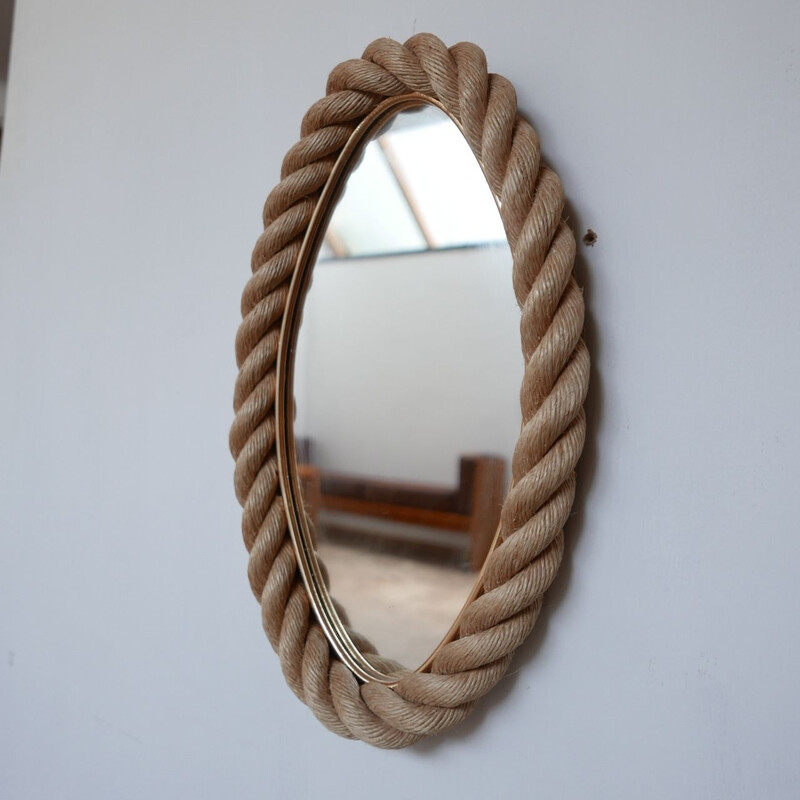  Mid century french rope mirror by Audoux-Minet, France 1960s 