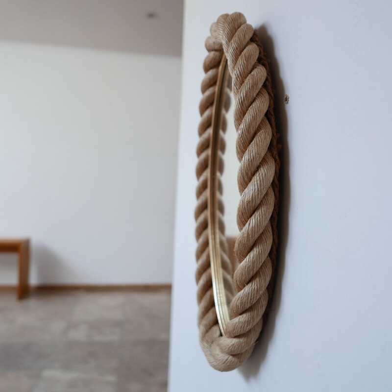  Mid century french rope mirror by Audoux-Minet, France 1960s 