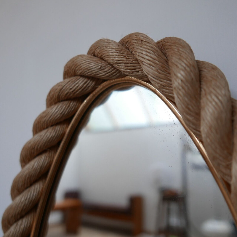  Mid century french rope mirror by Audoux-Minet, France 1960s 