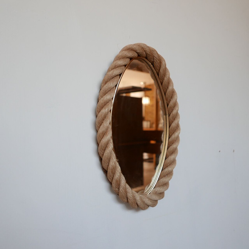  Mid century french rope mirror by Audoux-Minet, France 1960s 