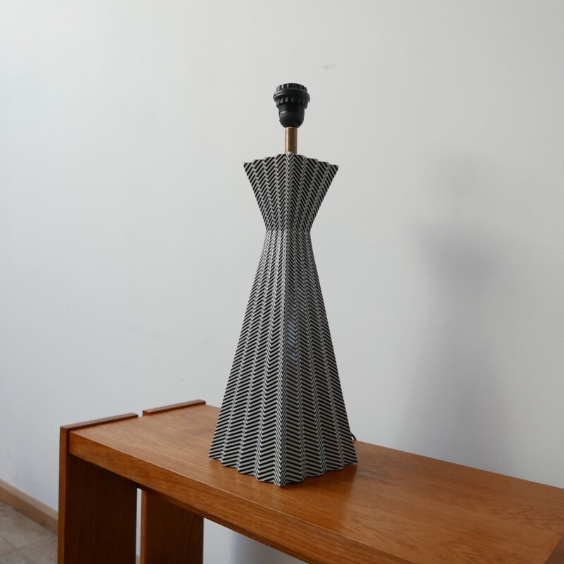 Vintage geometric ceramic table lamp by Fabienne Jouvin, France 1980