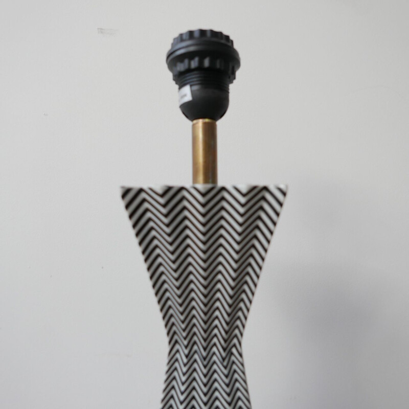 Lampe de table vintage géométrique en céramique par Fabienne Jouvin, France 1980