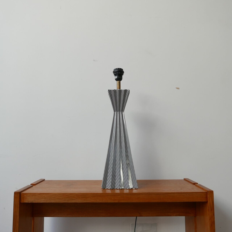 Vintage geometric ceramic table lamp by Fabienne Jouvin, France 1980