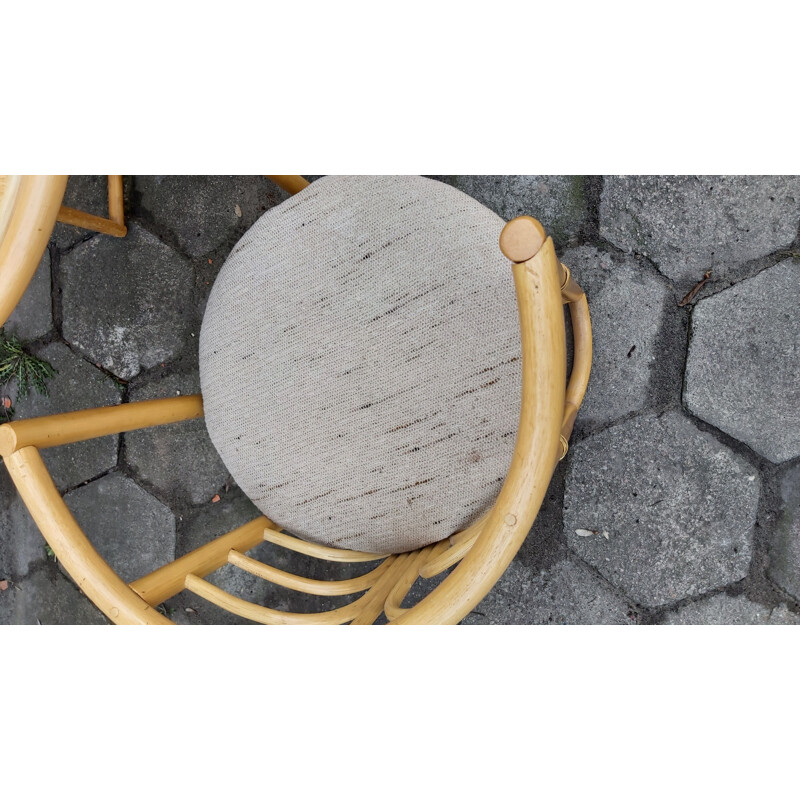 Set of vintage table and 2chairs rattan dining, 1980s