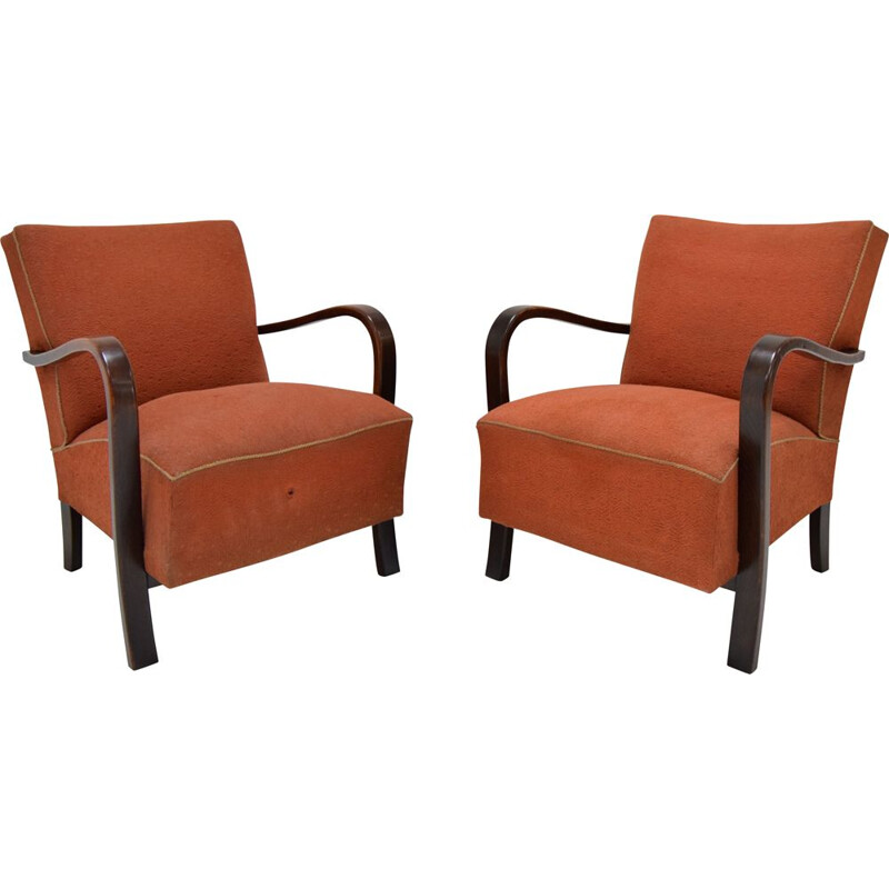 Pair of vintage Art Deco armchairs by Halabala, Czechoslovakia 1930s