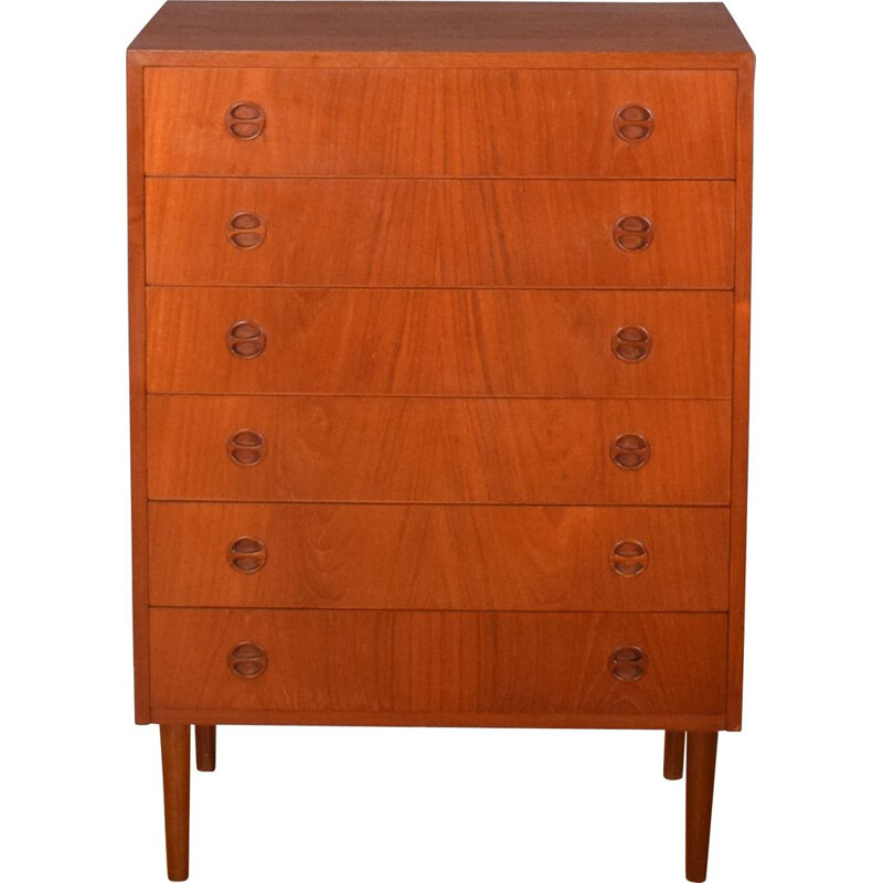 Mid century tall danish teak chest of drawers, Denmark 1960s 