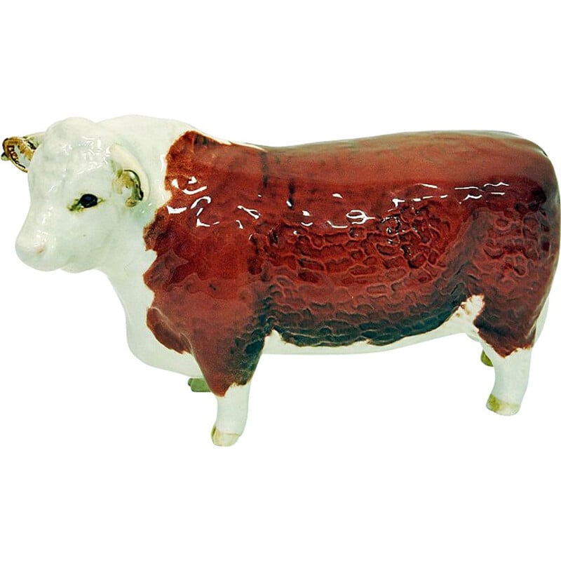 Vintage ceramic Hereford bull by Arthur Gredington for Beswick, England 1950s