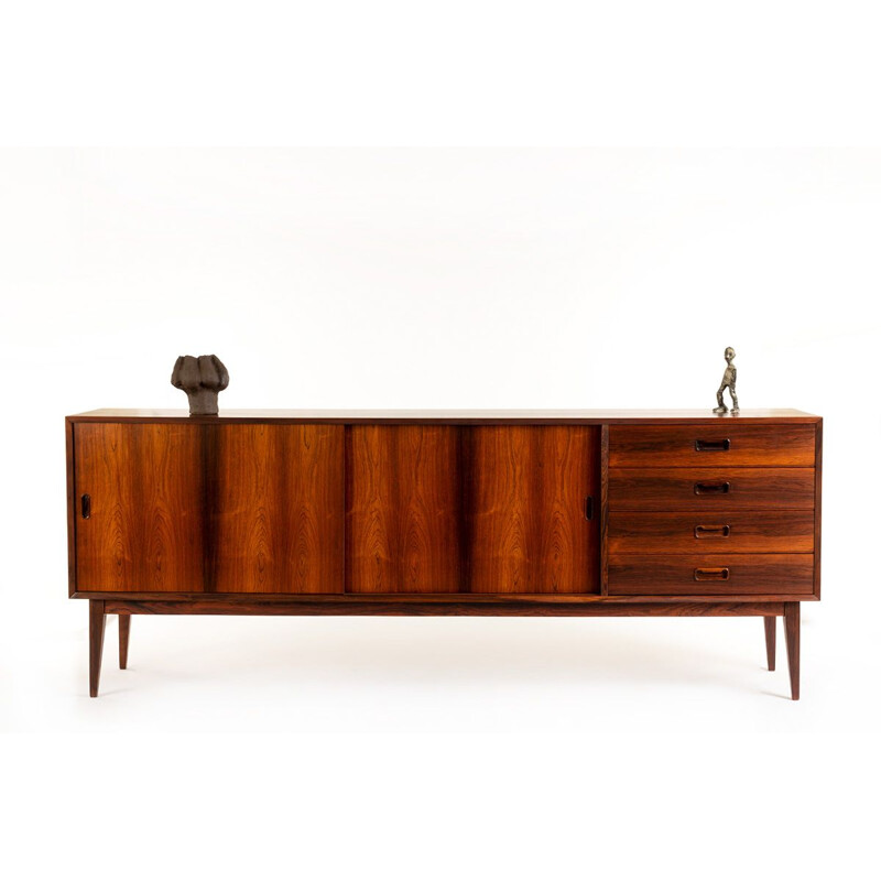 Buffet danois XL vintage en palissandre avec portes et tiroirs coulissants, 1960