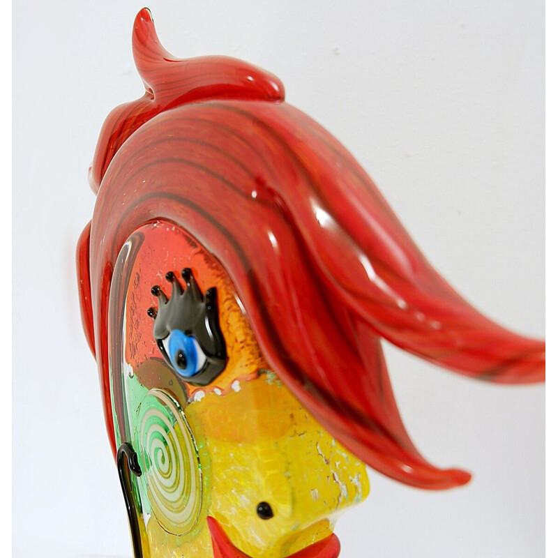 Mid century Murano glass Rockeuse sculpture by Mario Badioli