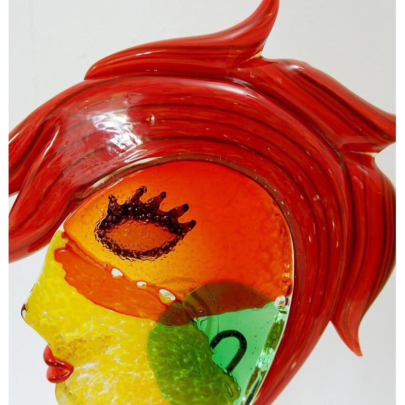 Mid century Murano glass Rockeuse sculpture by Mario Badioli