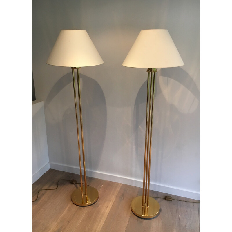 Pair of floor lamps in brass - 1970s