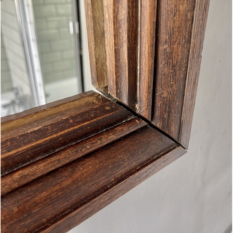 Mid century rectangular mirror with thick wooden frame, 1930s