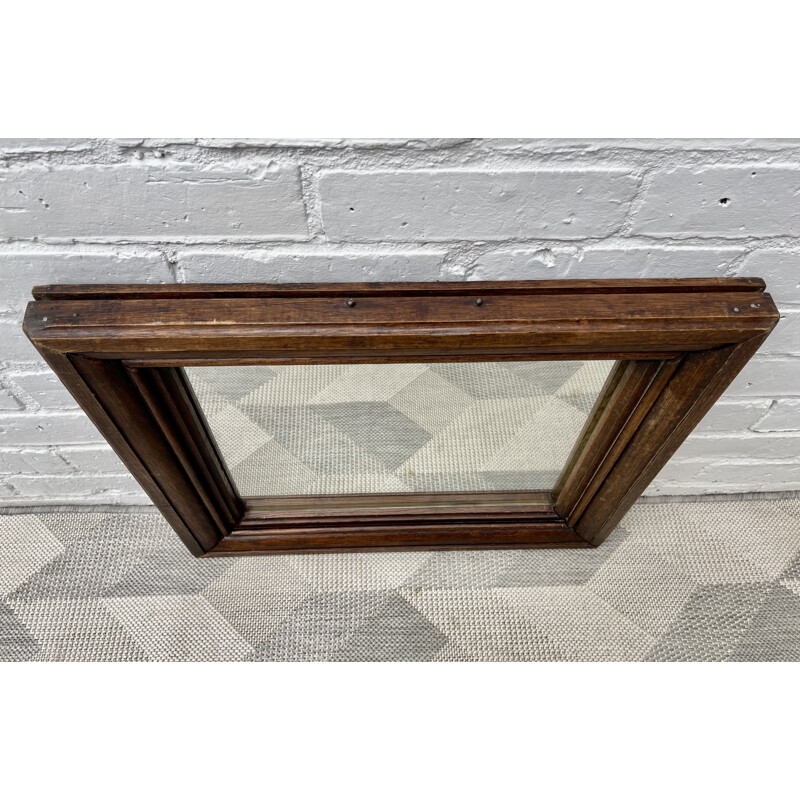 Mid century rectangular mirror with thick wooden frame, 1930s