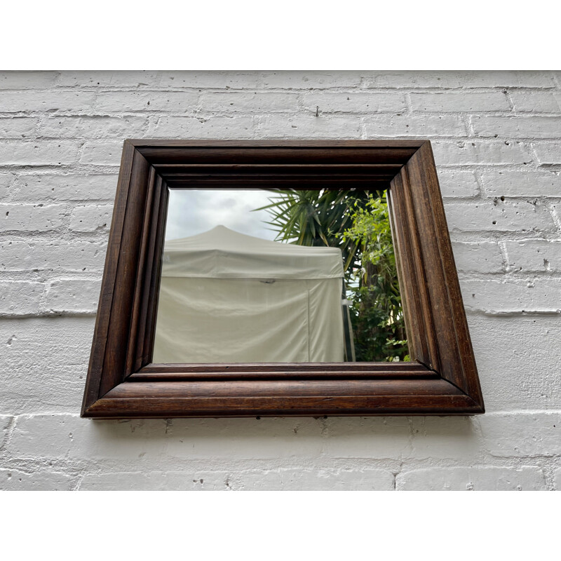 Mid century rectangular mirror with thick wooden frame, 1930s