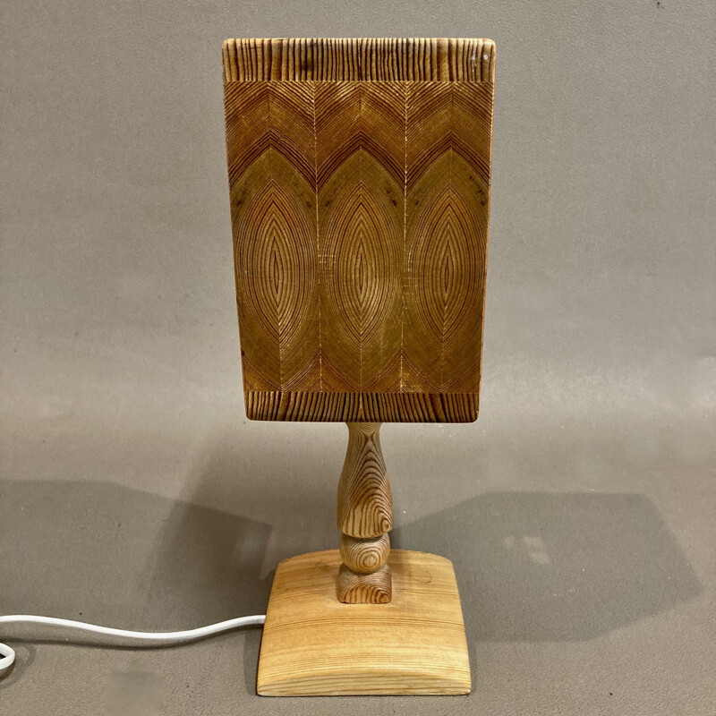 Vintage scandinavian design lamp in solid wood, 1950s